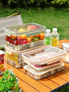 Portable Draining Vegetables Refrigerator Crisper Outdoor Picnic Basket Snacks Fruit Storage Box