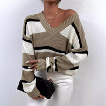 Load image into Gallery viewer, Pullover Color Contrast Patchwork Loose Sweater