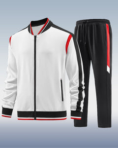 Men's Stand Collar Long Sleeve Two-piece Set Cardigan Zipper Sports Suit