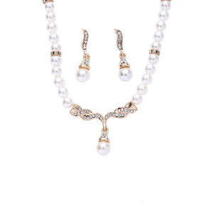 Angel Wing Pearl Necklace Earring Set for Occasions