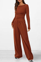 Cargar imagen en el visor de la galería, Casual Suit Asymmetric Long-sleeved T-shirt Wide-leg Pants Sportswear