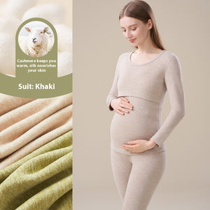 Cashmere Silk Edging Pregnant Women Warm Suit