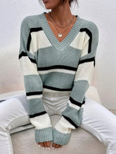 Load image into Gallery viewer, Pullover Color Contrast Patchwork Loose Sweater