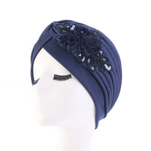 Charger l&#39;image dans la galerie, Ladies Sequin Flower Turban Toe Hat Fold