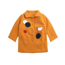 Cargar imagen en el visor de la galería, Girls Padded Lapel Color Matching Polka Dot Woolen Coat