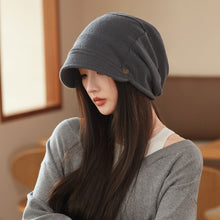 Charger l&#39;image dans la galerie, Japanese Style Beanie Hat Small Face Sleeve Cap Big Head Circumference Pile Style