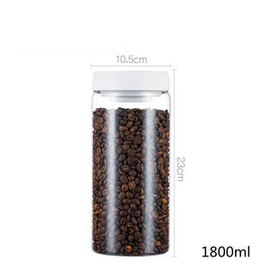 Vacuum Sealed Jug Set Black Coffee Beans Glass Airtight Canister Kitchen Food Grains Candy Keep Good Storage Jar Set Kitchen Gadgets