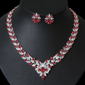 Bride Zircon Jewelry Necklace Earring Set for Occassions