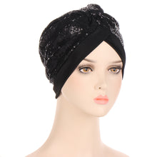 Load image into Gallery viewer, New Multi-color Sequins Before And After A Needle Sequins Turban Hat