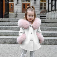 Cargar imagen en el visor de la galería, Spring Kid Girls Autumn Warm Woolen Overcoat Fur Coat