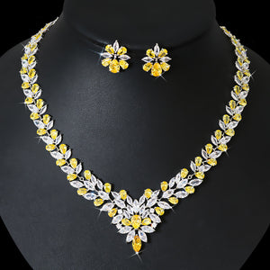 Bride Zircon Jewelry Necklace Earring Set for Occassions