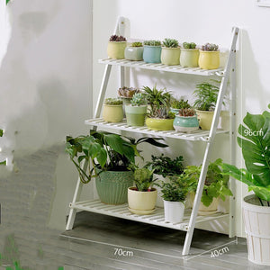 Balcony Flower Stand Wooden Multi-layer Indoor Floor Rack