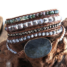 Cargar imagen en el visor de la galería, RH Fashion Boho Beaded Bracelet Handmade Mixed Natural Stones &amp; Crystal Stone Charm 5 Strands Wrap Bracelets Women Gift DropShip