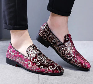 Mens Glitter Shoes  Embroidery Men footwear