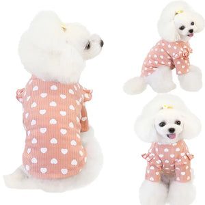 Cotton Pet O-neck Lace Short Sleeve supplies for Small Dogs