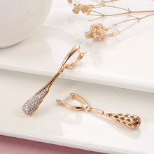 Load image into Gallery viewer, Kinel Full Sparkling Natural Zircon Long Dangle Earrings Rose Gold