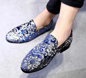 Mens Glitter Shoes  Embroidery Men footwear