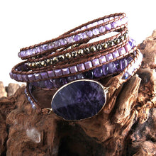 Cargar imagen en el visor de la galería, RH Fashion Boho Beaded Bracelet Handmade Mixed Natural Stones &amp; Crystal Stone Charm 5 Strands Wrap Bracelets Women Gift DropShip