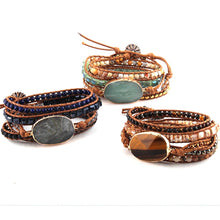 Cargar imagen en el visor de la galería, RH Fashion Boho Beaded Bracelet Handmade Mixed Natural Stones &amp; Crystal Stone Charm 5 Strands Wrap Bracelets Women Gift DropShip