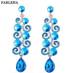 Vine Shape bling Crystal Long Earrings Jewelry Accessory