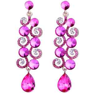 Vine Shape bling Crystal Long Earrings Jewelry Accessory