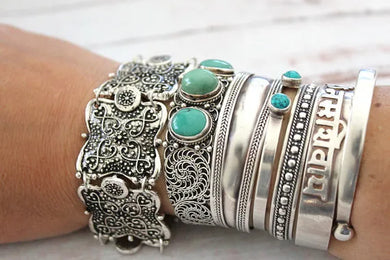 Tribal  Bohemian Indian Vintage Metal Stone Coin Bracelet Gypsy Boho Festival Women Men African Accessoires