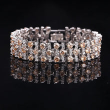 Load image into Gallery viewer, White Gold Color Luxury Crystal Stone Big Bracelets Bangles For Women
