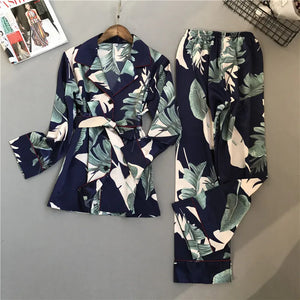 Printing Pattern Women Pajama Set Long Sleeve