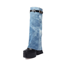 Load image into Gallery viewer, Winter Thick-soled High-heeled Denim Fashion Women&#39;s High Boots