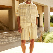 Load image into Gallery viewer, Samo Zaen Knitted Cardigan Shorts Color Matching Two-piece Suit Men