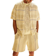 Load image into Gallery viewer, Samo Zaen Knitted Cardigan Shorts Color Matching Two-piece Suit Men