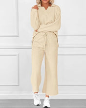 Load image into Gallery viewer, Solid Color Texture Fashion Casual Set Long-sleeved Sweater And Trousers Two-piece Set