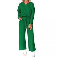 Load image into Gallery viewer, Solid Color Texture Fashion Casual Set Long-sleeved Sweater And Trousers Two-piece Set