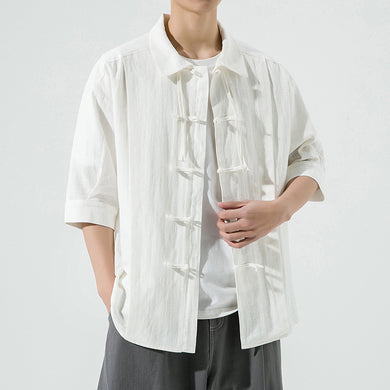 Samo Zaen Summer Men's Cotton Linen Tang Suit Hanfu Shirt Men