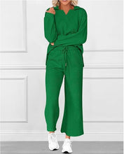 Load image into Gallery viewer, Solid Color Texture Fashion Casual Set Long-sleeved Sweater And Trousers Two-piece Set