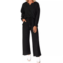 Load image into Gallery viewer, Solid Color Texture Fashion Casual Set Long-sleeved Sweater And Trousers Two-piece Set