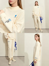 Cargar imagen en el visor de la galería, Sporty Color Collision Embroidery Sweater Casual Pants Female Padded Separately
