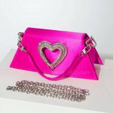 Cargar imagen en el visor de la galería, Rhinestone Heart Shaped Satin Handbags and Purses