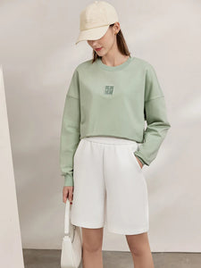 Minimalism Two Piece Set Women Casual Sweatshirt All-match Elegant Sports Pants Separately