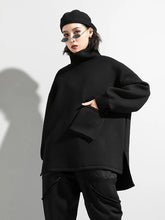 Load image into Gallery viewer, Big Size Pocket Irregular T-shirt New Turtleneck Long Batwing Sleeve