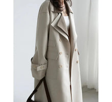 Charger l&#39;image dans la galerie, Women Trench Coat Solid Loose Contrast Double Collar Double Breasted Long Women&#39;s Coat