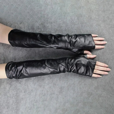 Black Long Elegant Gloves New Pu Leather Personality