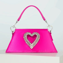 Cargar imagen en el visor de la galería, Rhinestone Heart Shaped Satin Handbags and Purses