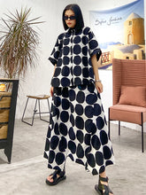 Load image into Gallery viewer, Big Size Dot Shirt Wide Leg Pants Two Piece Suit New Stand Collar Short Sleeve