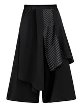 Load image into Gallery viewer, High Elastic Waist Black Striped Irregular Wide Leg Pants