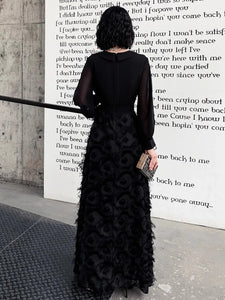 Black V-Neck Evening Dress With High-End Temperament