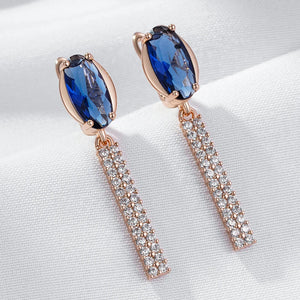 Kinel Luxury Oval  Natural Zircon Long Earring Rose Gold  High Quality Jewelry