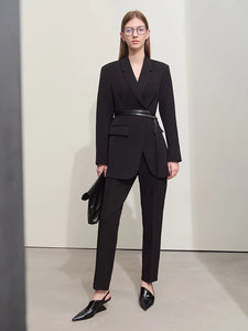 Slim Waisted Mid-length Lapel With Belt Coat