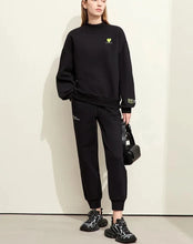 Cargar imagen en el visor de la galería, Sporty Color Collision Embroidery Sweater Casual Pants Female Padded Separately