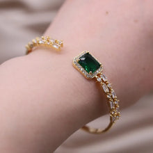 Load image into Gallery viewer, Square Green Zircon Open Bracelet Luxury Accessories